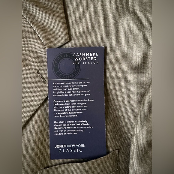Jones New York Classic Men's Wool and Cashmere Olive Grenn Blazer Size 50L NWT - Picture 5 of 11